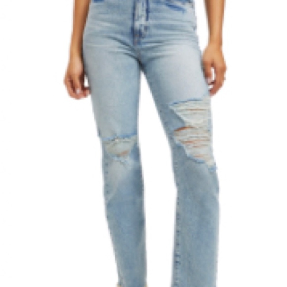 Good American Light Blue Distressed Boyfriend Jeans